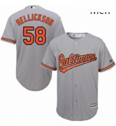 Mens Majestic Baltimore Orioles 58 Jeremy Hellickson Replica Grey Road Cool Base MLB Jersey 