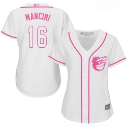 Orioles #16 Trey Mancini White Pink Fashion Women Stitched Baseball Jersey