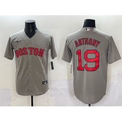 Men Boston Red Sox 19 Roman Anthony Gray Cool Base Stitched Baseball Jersey Men Boston Red Sox 19 Roman Anthony Gray Cool Base Stitched Baseball Jersey
