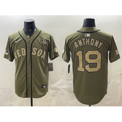 Men Boston Red Sox  19 Roman Anthony Olive Armed Forces Day Cool Base Stitched Baseball Jersey