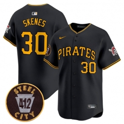 Men Pittsburgh Pirates 30 Paul Skenes Black 412 Patch Limited V3 Stitched Baseball Jersey Men Pittsburgh Pirates 30 Paul Skenes Black 412 Patch Limited V3 Stitched Baseball Jersey
