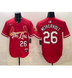 Men St Louis Cardinals 26 JJ Wetherholt Red 2024 City Connect Stitched Baseball Jersey Men St Louis Cardinals 26 JJ Wetherholt Red 2024 City Connect Stitched Baseball Jersey