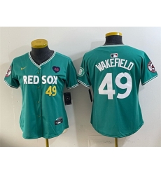 Youth Boston Red Sox  49 Tim Wakefield Memorial Patch Green 2025 City Connect Limited Stitched Baseball Jersey