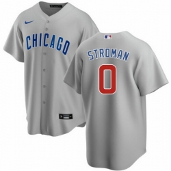 Men Chicago Cubs 0 Marcus Stroman Grey Cool Base Stitched Baseball Jerse