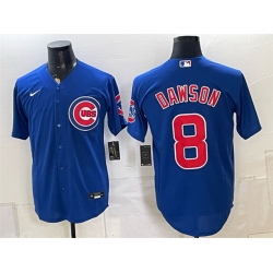 Men Chicago Cubs  8 Andre Dawson Royal Stitched Baseball Jersey