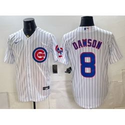 Men Chicago Cubs  8 Andre Dawson White Home Stitched Baseball Jersey