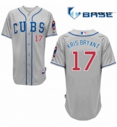 Mens Majestic Chicago Cubs 17 Kris Bryant Replica Grey Alternate Road Cool Base MLB Jersey