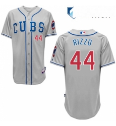 Mens Majestic Chicago Cubs 44 Anthony Rizzo Replica Grey Alternate Road Cool Base MLB Jersey