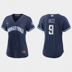 Chicago Cubs 9 Javier Baez Women Nike 2021 City Connect Navy MLB Jersey