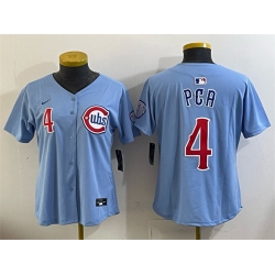 Women Chicago Cubs 4 PCA Blue Limited Stitched Jersey 28Run Small 29 Women Chicago Cubs 4 PCA Blue Limited Stitched Jersey 28Run Small 29