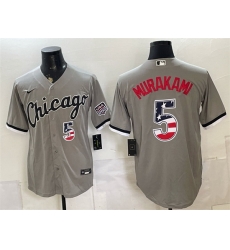 Men Chicago White Sox 5 Munetaka Murakami Grey 2026 USA 250 Fourth of July Stitched Baseball Jersey Men Chicago White Sox 5 Munetaka Murakami Grey 2026 USA 250 Fourth of July Stitched Baseball Jersey