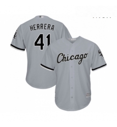 Mens Chicago White Sox 41 Kelvin Herrera Replica Grey Road Cool Base Baseball Jersey 