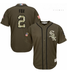 Mens Majestic Chicago White Sox 2 Nellie Fox Replica Green Salute to Service MLB Jersey