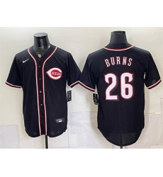 Men Cincinnati Reds 26 Chase Burns 2026 Fashion Replica Black Out Stitched Baseball Jersey Men Cincinnati Reds 26 Chase Burns 2026 Fashion Replica Black Out Stitched Baseball Jersey