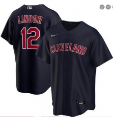 Indians 12 Francisco Lindor Black 2020 Nike Cool Base Jersey