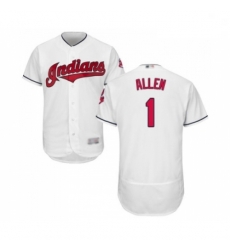 Mens Cleveland Indians 1 Greg Allen White Home Flex Base Authentic Collection Baseball Jersey