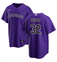 Men Colorado Rockies 32 Dakota Hudson Purple Cool Base Stitched Baseball Jersey