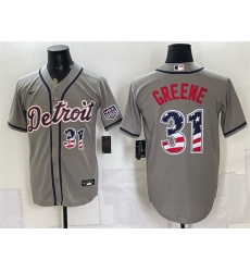 Men Detroit Tigers 31 Riley Greene Grey 2026 USA 250 Fourth of July Stitched Baseball Jersey Men Detroit Tigers 31 Riley Greene Grey 2026 USA 250 Fourth of July Stitched Baseball Jersey