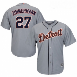 Youth Majestic Detroit Tigers 27 Jordan Zimmermann Replica Grey Road Cool Base MLB Jersey