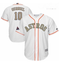 Mens Majestic Houston Astros 10 Yuli Gurriel Replica White 2018 Gold Program Cool Base MLB Jersey 