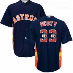 Mens Majestic Houston Astros 33 Mike Scott Authentic Navy Blue Team Logo Fashion Cool Base MLB Jersey
