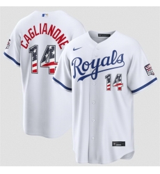 Men Kansas City Royals 14 Jac Caglianone White USA 250 Fourth of July Stitched Baseball Jersey Men Kansas City Royals 14 Jac Caglianone White USA 250 Fourth of July Stitched Baseball Jersey