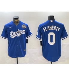 Men Los Angeles Dodgers 0 Jack Flaherty Royal 2024 World Series Cool Base Stitched Baseball Jersey