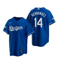 Men Los Angeles Dodgers 14 Enrique Hernandez Royal 2020 World Series Champions Replica Jersey