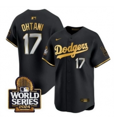 Men Los Angeles Dodgers 17 Shohei Ohtani Black Gold 2024 World Series Limited Stitched Baseball Jersey