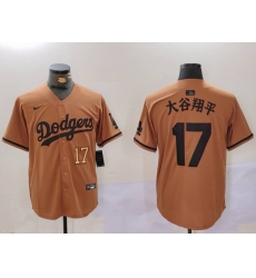 Men Los Angeles Dodgers 17  Shohei Ohtani Brown Cool Base Stitched Baseball Jersey  9