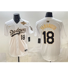 Men Los Angeles Dodgers 18 Yoshinobu Yamamoto White Gold 2025 World Series Patch Limited Stitched Baseball Jersey Men Los Angeles Dodgers 18 Yoshinobu Yamamoto White Gold 2025 World Series Patch Limited Stitched Baseball Jersey