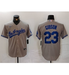 Men Los Angeles Dodgers 23 Kirk Gibson Grey Cool Base Stitched Baseball Jersey