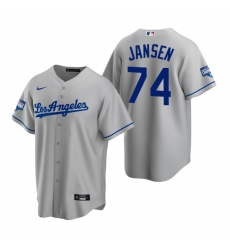 Men Los Angeles Dodgers 74 Kenley Jansen Gray 2020 World Series Champions Road Replica Jersey