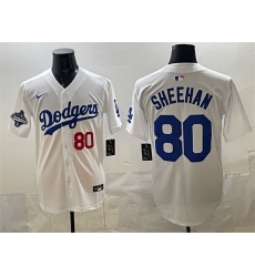 Men Los Angeles Dodgers 80 Emmet Sheehan White 2025 World Series Champions Patch Limited Stitched Baseball Jersey Men Los Angeles Dodgers 80 Emmet Sheehan White 2025 World Series Champions Patch Limited Stitched Baseball Jersey