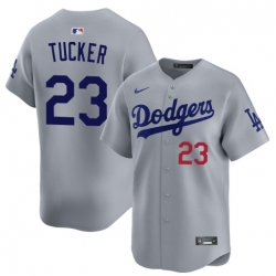 Men Los Angeles Dodgers Kyle Tucker #23 Gray Stitched Flex Base Baseball Jersey