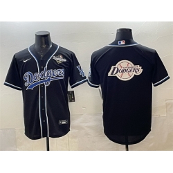 Men Los Angeles Dodgers Team Big Logo Black Fashion 2025 World Series Cool Base Stitched Baseball Jersey 003