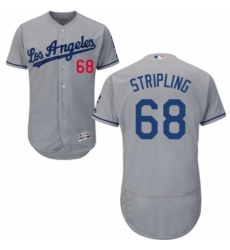 Mens Majestic Los Angeles Dodgers 68 Ross Stripling Grey Road Flex Base Authentic Collection MLB Jersey