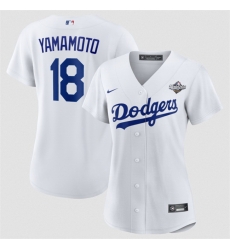 Women Los Angeles Dodgers 18 Yoshinobu Yamamoto White 2025 World Series Home Cool Base Stitched Baseball Jersey Women Los Angeles Dodgers 18 Yoshinobu Yamamoto White 2025 World Series Home Cool Base Stitched Baseball Jersey