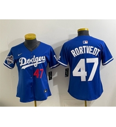 Women Los Angeles Dodgers 47 Ben Rortvedt Royal 2025 World Series Champions Limited Stitched Baseball Jersey 