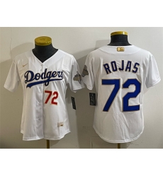 Women Los Angeles Dodgers 72 Miguel Rojas White 2026 Gold Collection Stadium Stitched Baseball Jersey Run Small Women Los Angeles Dodgers 72 Miguel Rojas White 2026 Gold Collection Stadium Stitched Baseball Jersey Run Small