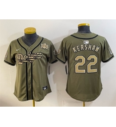 Women Los Angeles Dodgers Olive 22 Clayton Kershaw 2026 Armed Forces Day Stitched Baseball Jersey Women Los Angeles Dodgers Olive 22 Clayton Kershaw 2026 Armed Forces Day Stitched Baseball Jersey
