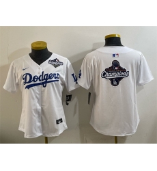 Women Los Angeles Dodgers White 2025 World Series  26 Champions Big Logo Home Limited Stitched Baseball Jersey 