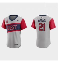 Men Los Angeles Angels 21 Mike Mayers Men Nike Gray 2021 Little League Classic Authentic MLB Jersey