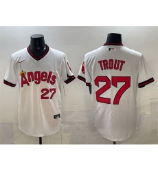 Men Los Angeles Angels 27 Mike Trout White Cool Base Stitched Baseball Jersey Men Los Angeles Angels 27 Mike Trout White Cool Base Stitched Baseball Jersey