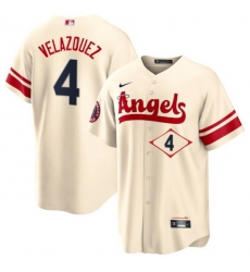 Men Los Angeles Angels 4 Andrew Velazquez 2022 Cream City Connect Cool Base Stitched Jerseyy