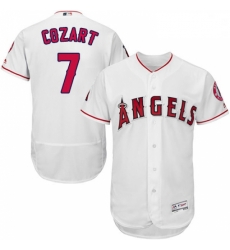 Mens Majestic Los Angeles Angels of Anaheim 7 Zack Cozart White Home Flex Base Collection 2018 World Series Jersey 