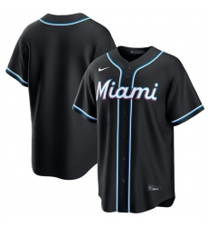 Men Miami Marlins Blank 2026 Fashion Replica Black Out Stitched Baseball Jersey