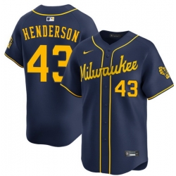 Men Milwaukee Brewers 43 LOGAN Henderson Navy 2025 With Patch Stitched Baseball Jersey