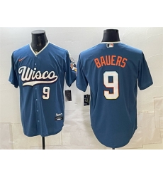 Men Milwaukee Brewers 9 Jake Bauers Mineral Blue 2026 City Connect Stadium Stitched Baseball Jersey Men Milwaukee Brewers 9 Jake Bauers Mineral Blue 2026 City Connect Stadium Stitched Baseball Jersey