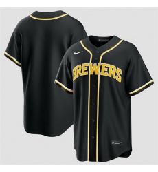 Men Milwaukee Brewers Blank 2026 Fashion Replica Black Out Stitched Baseball Jersey Men Milwaukee Brewers Blank 2026 Fashion Replica Black Out Stitched Baseball Jersey